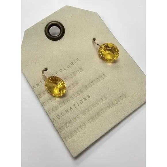 Anthropologie Faceted Yellow Crystal Drop Earrings - Picture 3 of 3
